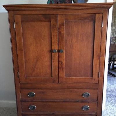 Birch Two Door Cabinet w/ Removable Interior Shelf & Three Drawers Lot # 404