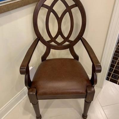 BAKER MILLING ROAD WOOD AND LEATHER ARM CHAIR $100
