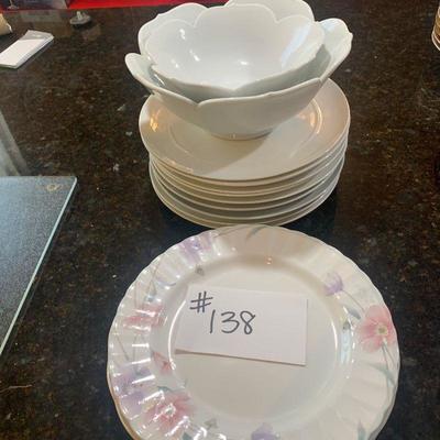 Lot 138 miscellaneous white plates and serving bowls