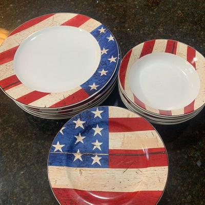 Lot 142. Red white and blue stars and stripes plates