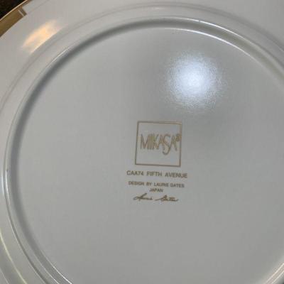 Lot 143 Golden white Mikasa plates plus bowls serving for four 