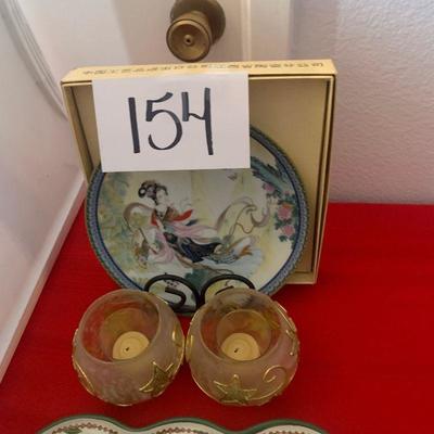 Lot 154 baking dish, Japanese plate, angels