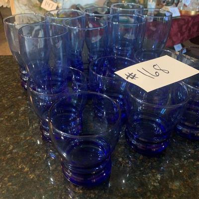 Lot 168. Set of  16 blue glasses