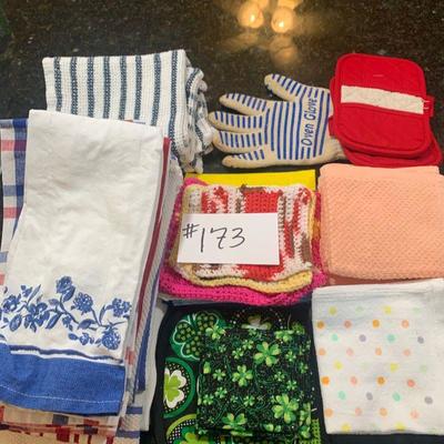 Lot 173 Kitchen towels and pot holders