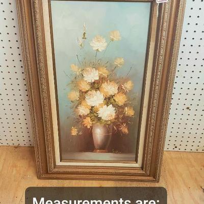 Vintage Floral Painted Framed Picture
