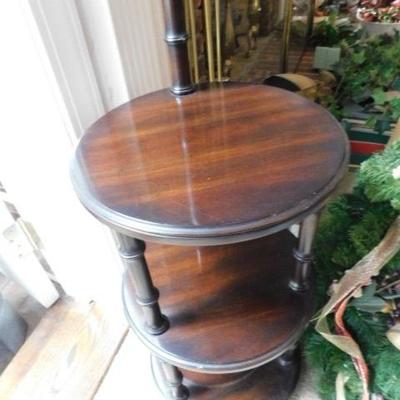 Vintage Triple Tier Solid Wood Mahogany Lamp Table 