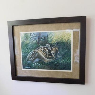 Large Framed Art Nature Fawn by Don Balke NC Native 36