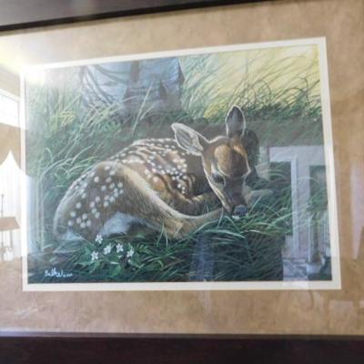Large Framed Art Nature Fawn by Don Balke NC Native 36