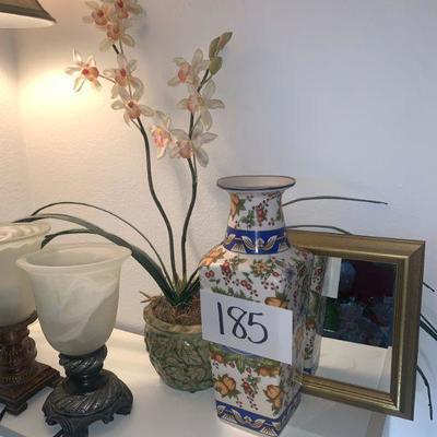 Lot 185  3 table lamps, artificial  plant, vase