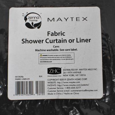 2 Black Water Repellent Fabric Shower Curtain or Liners - New