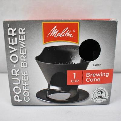 Melitta Pour-Over Filter Cone Coffeemaker - Black - New