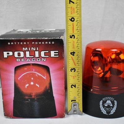 Mini Police Light Beacon, Red, Battery Powered. Open Box - New