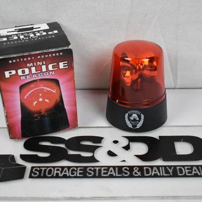 Mini Police Light Beacon, Red, Battery Powered. Open Box - New