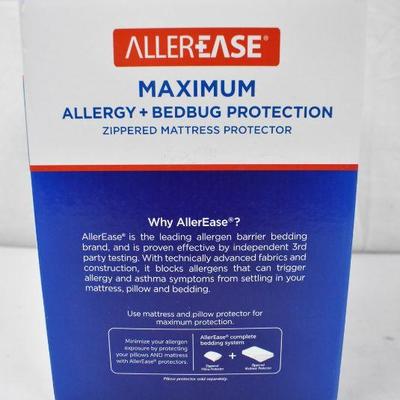 AllerEase Maximum Allergy Protection Zippered Mattress Protector, Queen - New