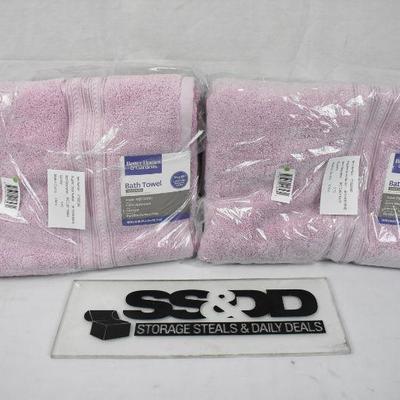 2 Thick and Plush Bath Towels, Mauve Splash by BH&G - New