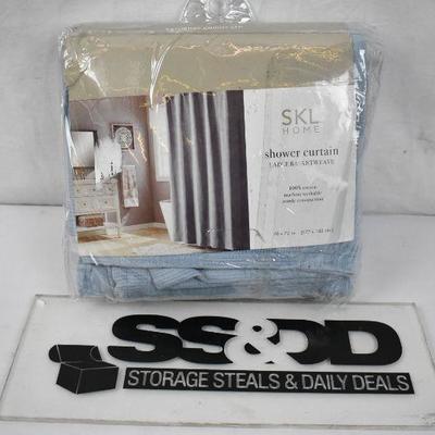 Light Blue Fabric Shower Curtain by SKL Home Large Basketweave, 70