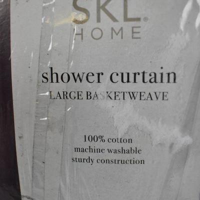 Light Blue Fabric Shower Curtain by SKL Home Large Basketweave, 70