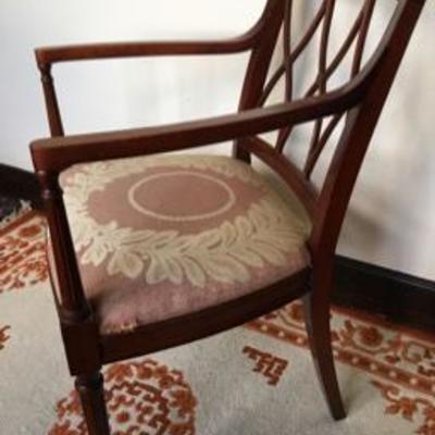 Vintage Side Chair X-Back Pattern Solid Wood Lot # 405