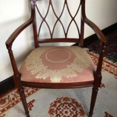 Vintage Side Chair X-Back Pattern Solid Wood Lot # 405