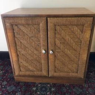 Mid Century Solid Wood Pecan Cabinet lot # 413