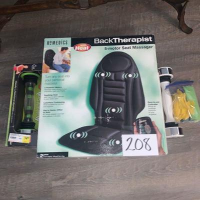 Lot 208 Seat massager, shake weights, elastic bands