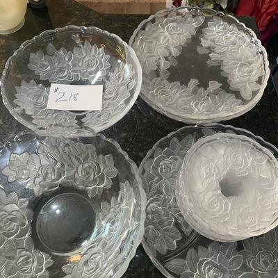 Lot 218 glass serving trays/plates