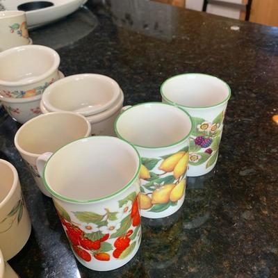 Lot 221. Corelle and misc. brand mugs, kitchen items