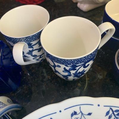 Lot 222 Variety of Blue and White Dishes