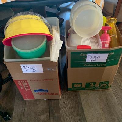 Lot 230. Two boxes of plastic ware