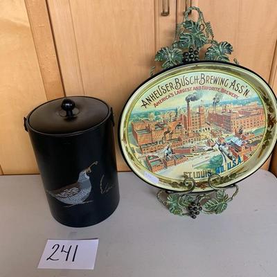 Lot 241 Vintage Ice Bucket, tray and stand