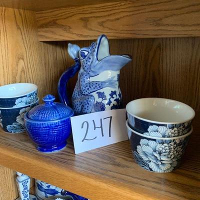 Lot 247  4 blue and white bowls and blue and white home decor