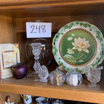 Lot 248  clear glass home decor items