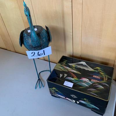 Lot 261. Metal Bird and  vintage Japanese jewelry box