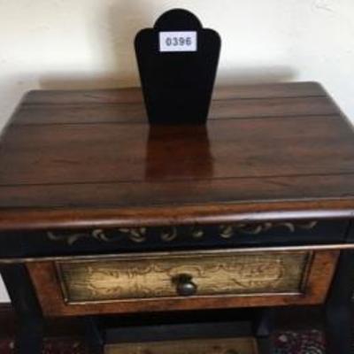 Vintage Painted Bedside/ Chairside One Drawer Table w/ Letterbox Lot # 395