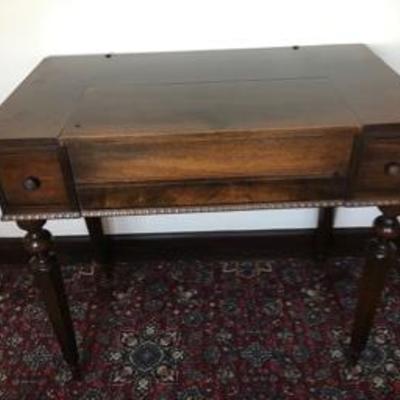 Antique Desk Solid Mahogany Fold Top By Colonial Furniture Co.  Lot # 393
