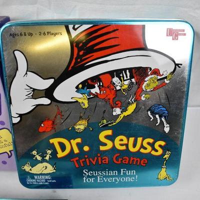 4 Board Games, Complete: Smarty Party, Who Knew, Dr Seuss, Trivial Pursuit DVD
