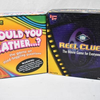 4 Board Games: Would You Rather, Reel Clues, Twilight Scene It? SEE DESCRIPTION