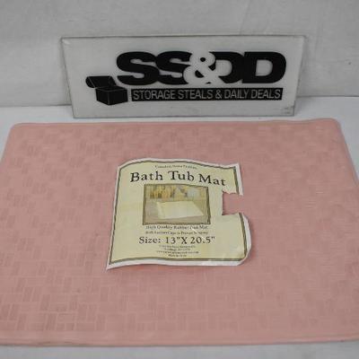Small (13'' x 20'') Slip-Resistant Rubber Bath Tub Mat in Rose. Warehouse Dirt