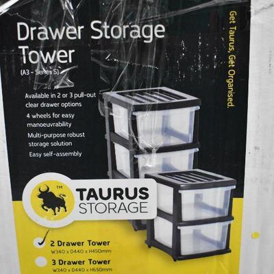 2 Drawer Organizer Tower: Clear & White Storage