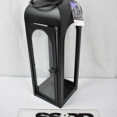 BH&G Large Black Metal Candle Holder Lantern. SEE DESCRIPTION