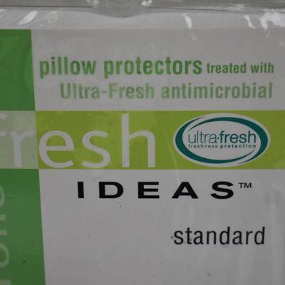 Qty 2 Fresh Ideas Ultra Fresh - Antimicrobial Pillow Protectors, 4 Total - New