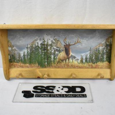 Wooden Wall Shelf with Wilderness image & 4 pegs