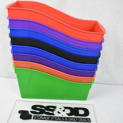 8 Teacher Book Bins w/ interlocking sides, Red/Blue/Green/Purple/Black/Orange