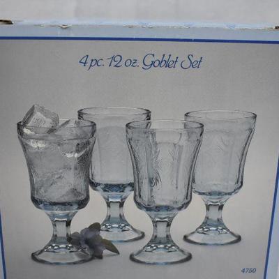 Vintage Glass in New Condition: Trifle Bowl & 4 pc Goblet Set