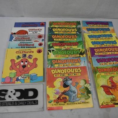 19 Kids Books: 5 Clifford & 14 Dinofours