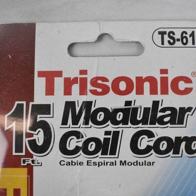 15ft Modular Coil Cords for Phones, Qty 2 - New