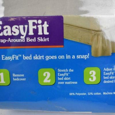 EasyFit Wrap Around Solid Ruffled Bed Skirt, Tan, Queen/King - New