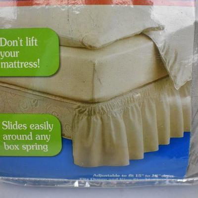 EasyFit Wrap Around Solid Ruffled Bed Skirt, Tan, Queen/King - New