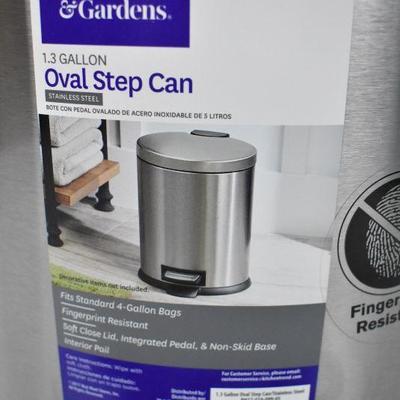Better Homes & Gardens 1.3G Stainless Steel Oval Waste Can - New