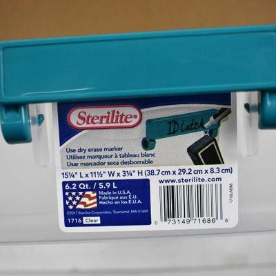 Sterilite 6.2 Qt. Modular Latch Box Clear Case of 6, 15x11x3 each - New
